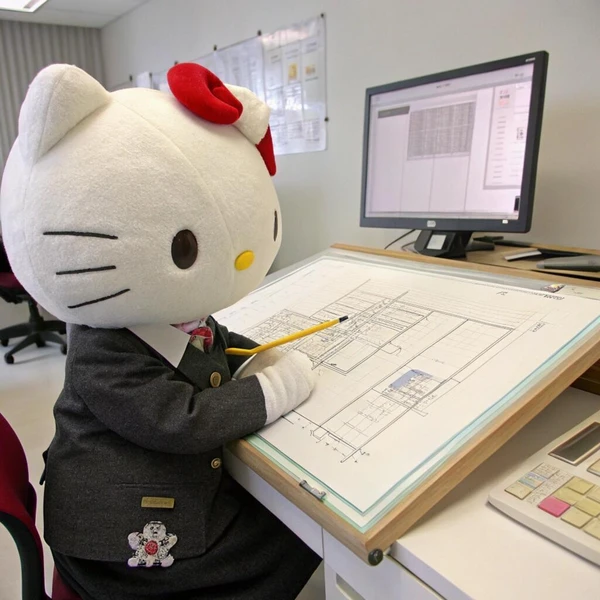 Meme Hello Kitty bị dí deadline