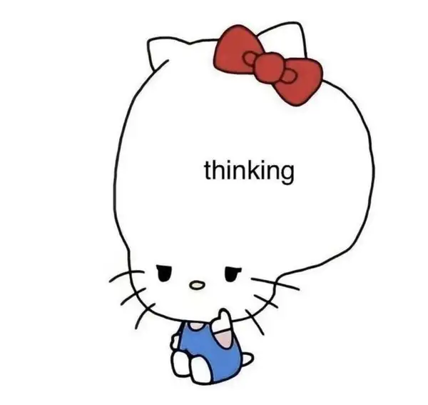 meme hello kitty overthinking