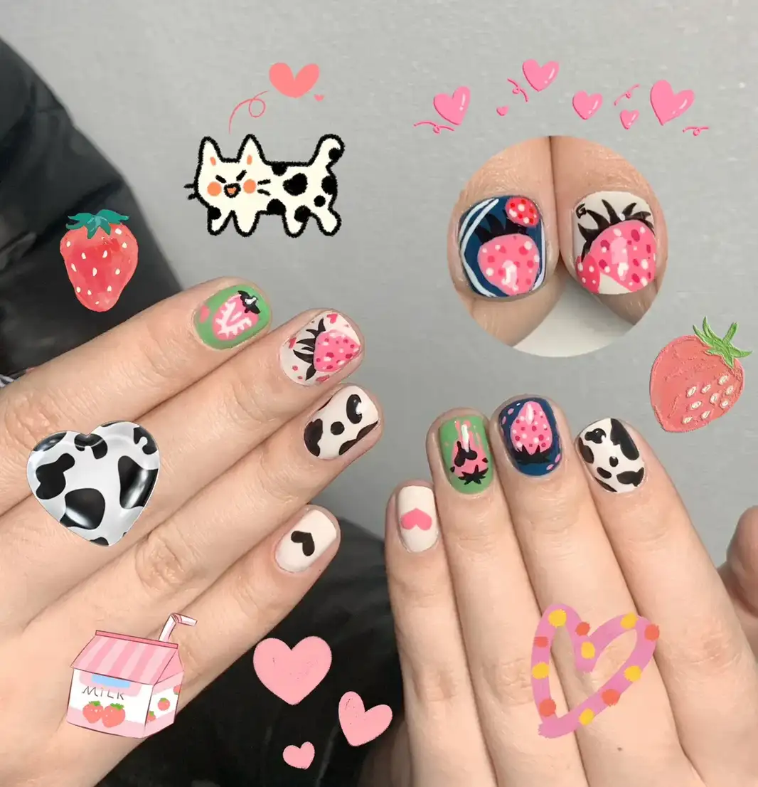 nail quả dâu tây đáng yêu