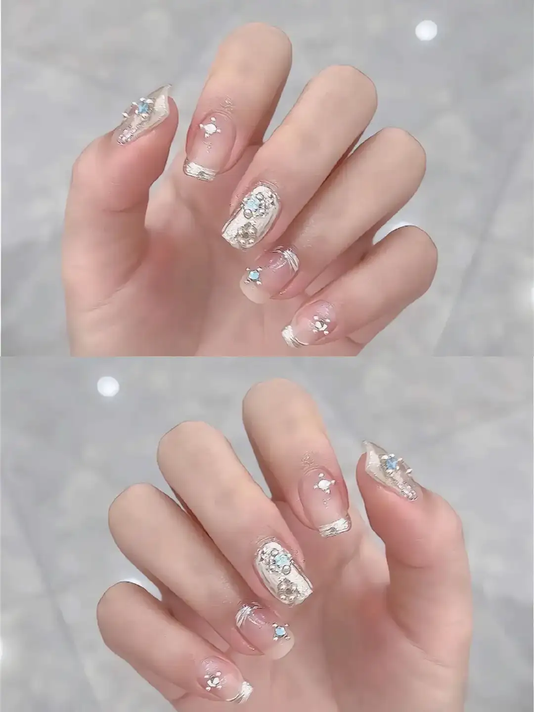 mẫu nail màu bạc lấp lánh 2