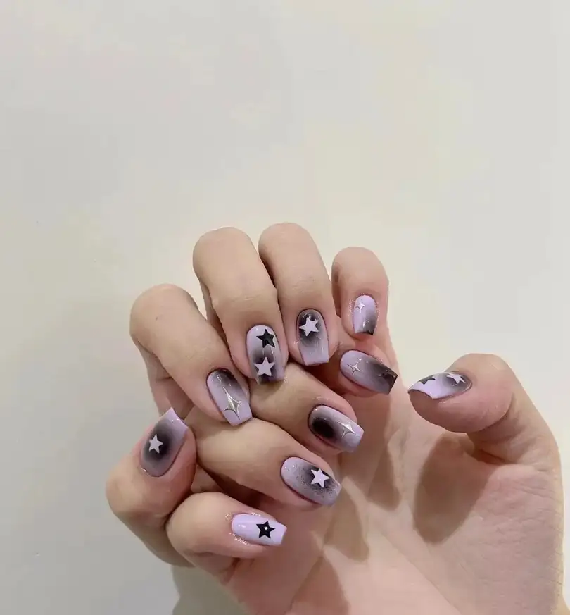 mẫu nail ngôi sao ombre