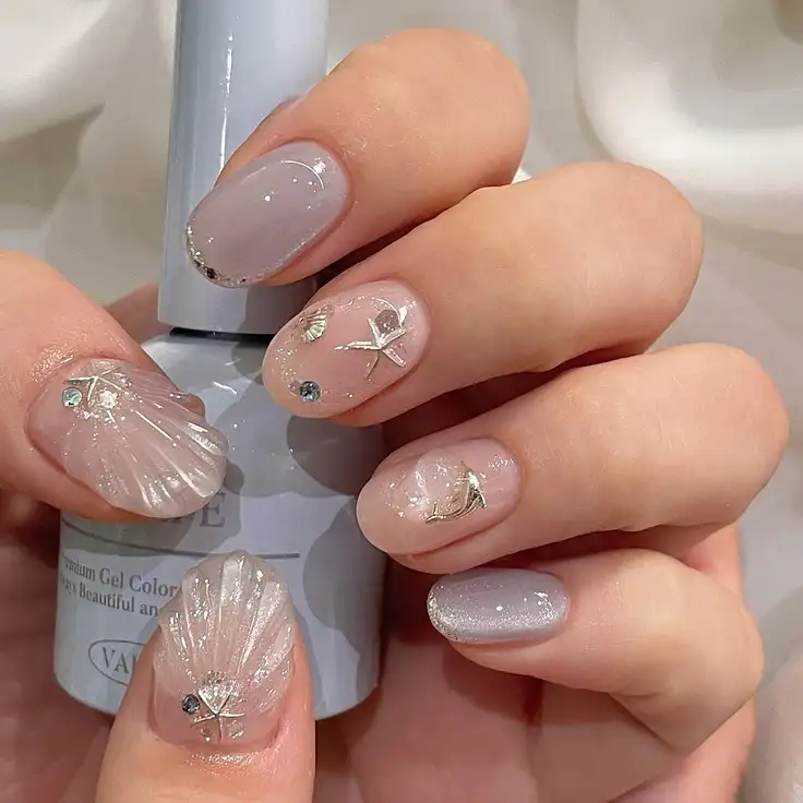 mẫu nail vỏ sò đơn giản