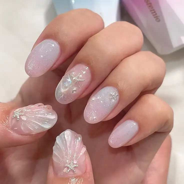 mẫu nail vỏ sò lãng mạn 3