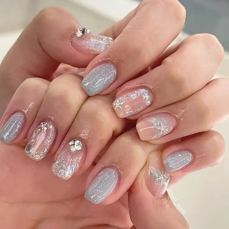 mẫu nail vỏ sò sống động