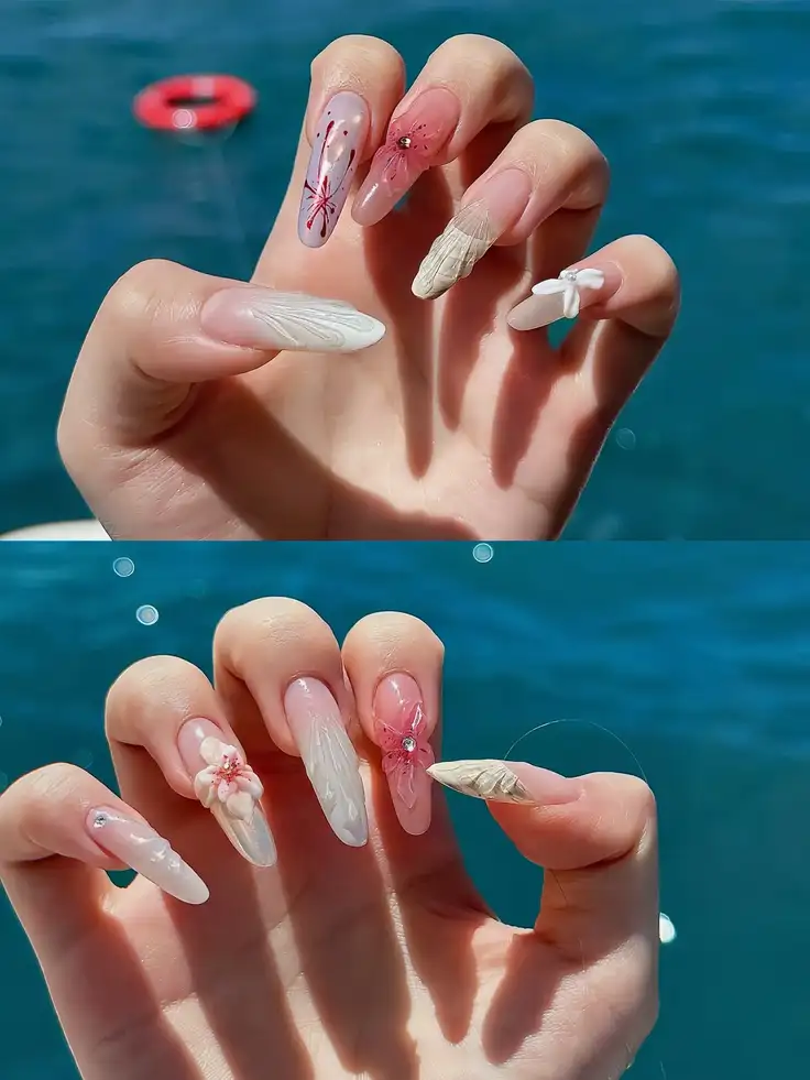 mẫu nail vỏ sò ngọt ngào