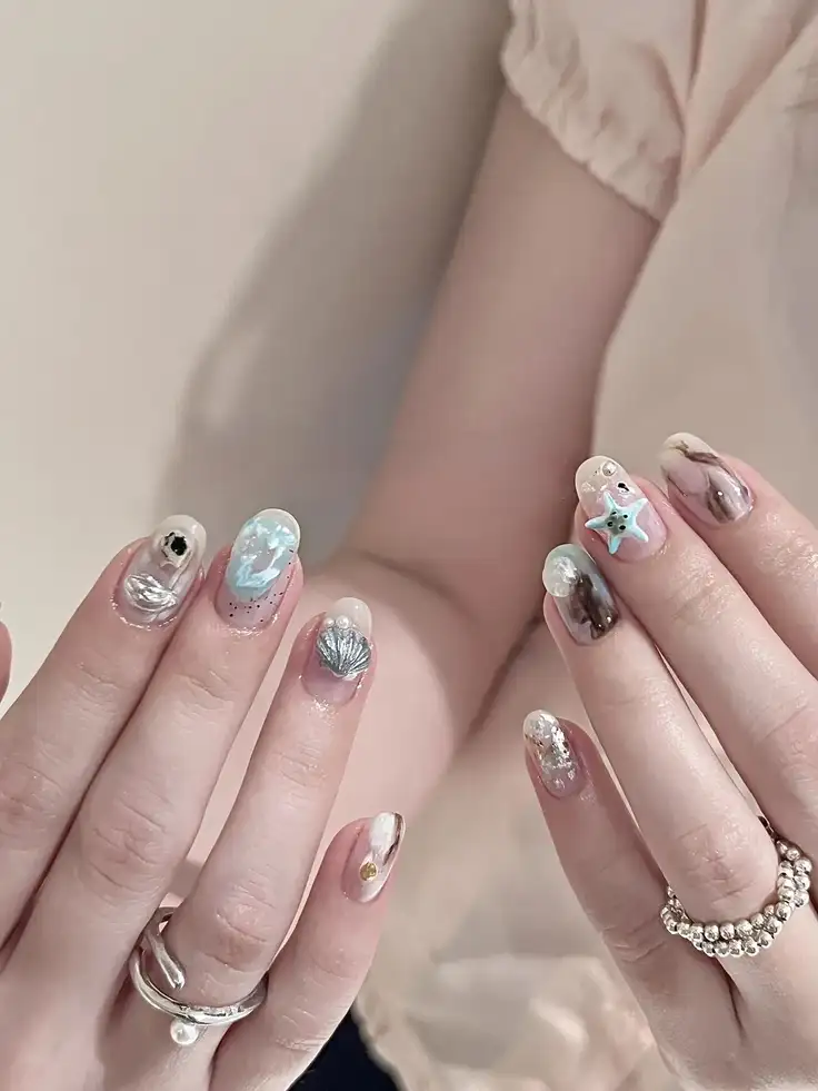 nail vỏ sò tinh xảo