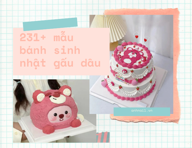 Mẫu bánh sinh nhật gấu dâu