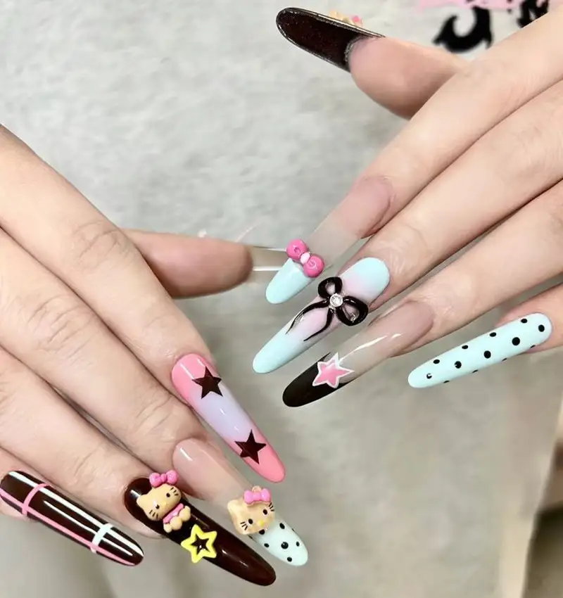 mẫu nail bánh bèo cá tính