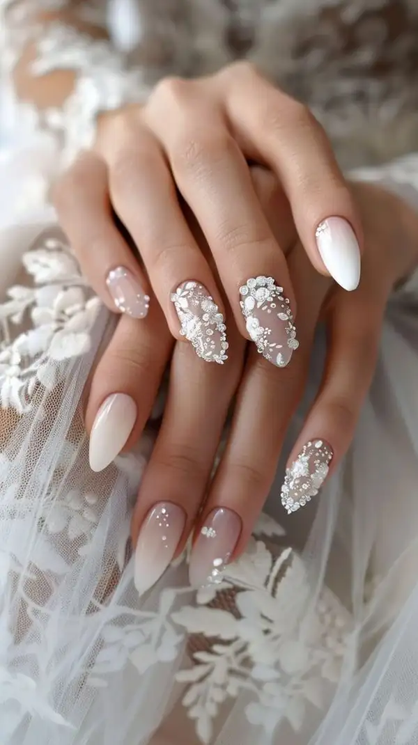 nail cô dâu đơn giản tinh khôi 2