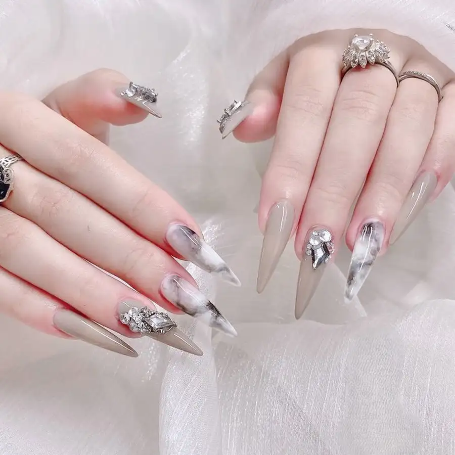 mẫu nail đắp bột đẹp đơn giản nghệ thuật 