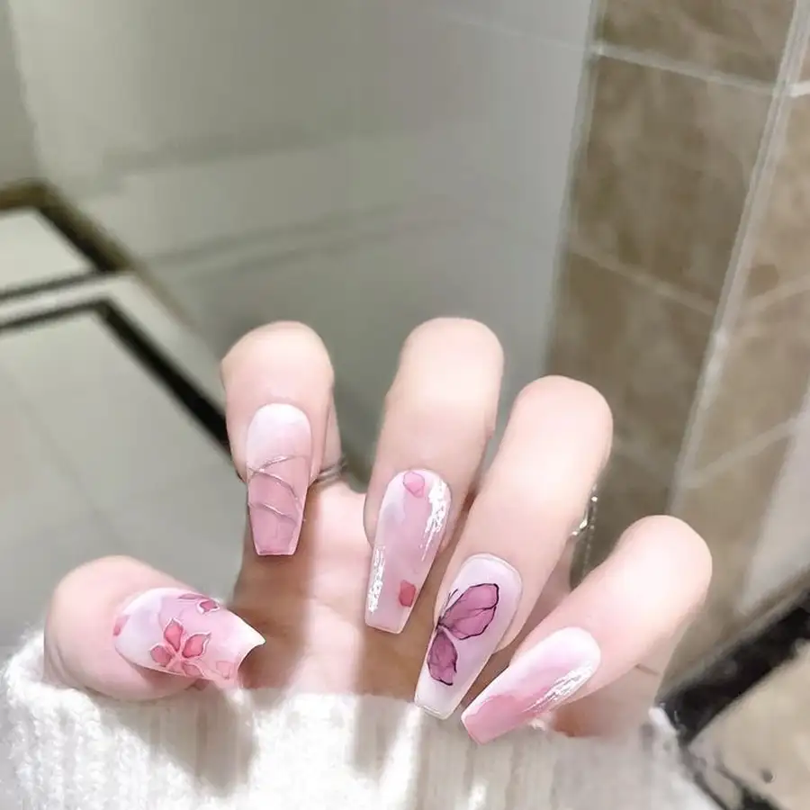 mẫu nail đắp bột đơn giản nhẹ nhàng nhất