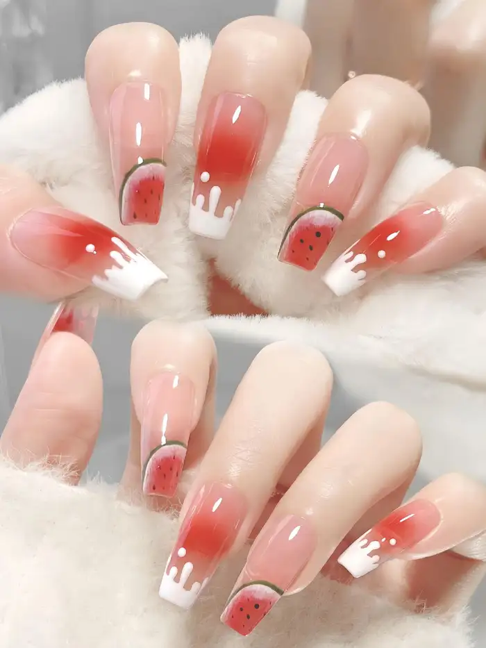 nail dưa hấu đẹp sống động 