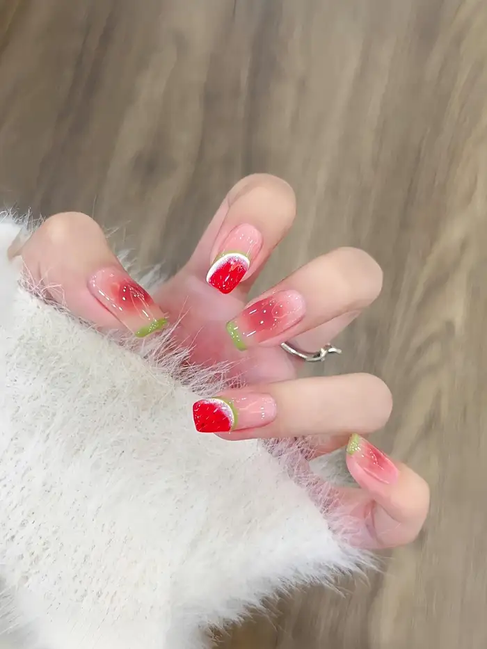 nail dưa hấu đơn giản tươi mát