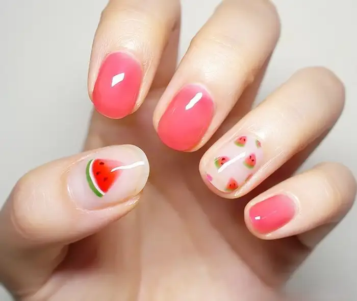 nail dưa hấu đơn giản đầy năng lượng