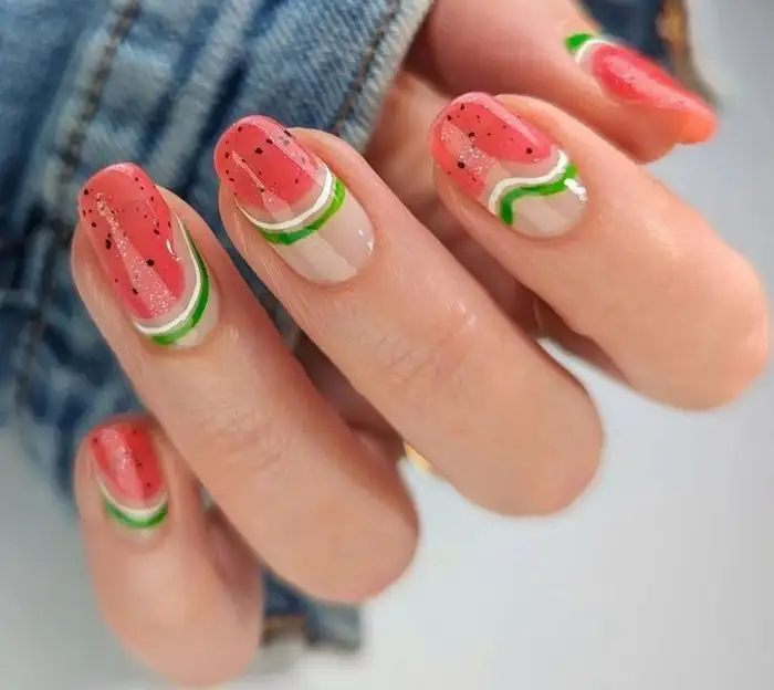 mẫu nail dưa hấu đẹp