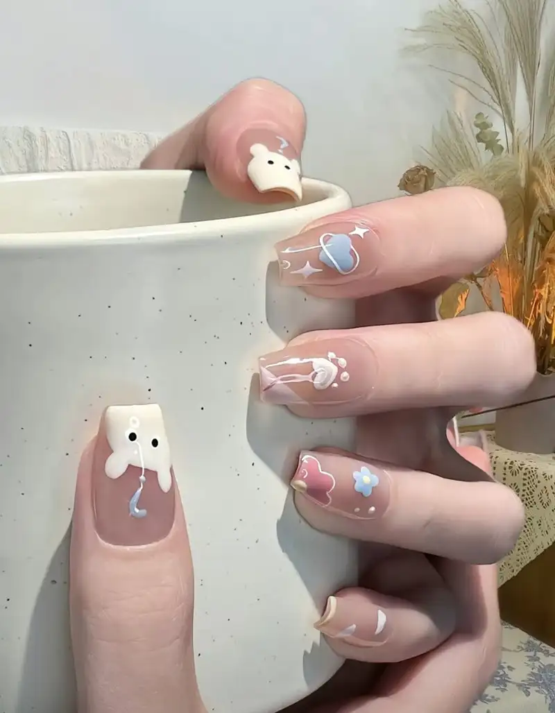 mẫu nail bánh bèo điệu đà