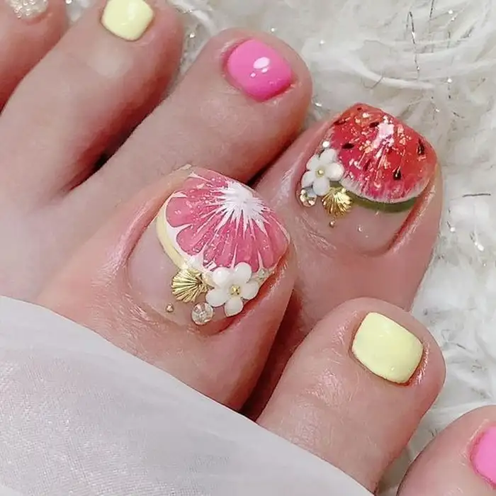 nail chân hoa nhí lấp lánh 2