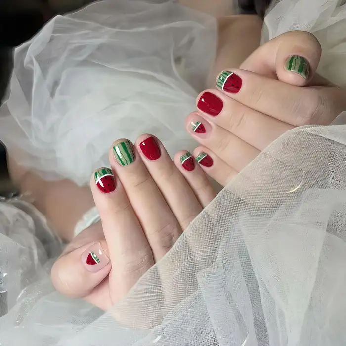 nail dưa hấu đơn giản sáng tạo