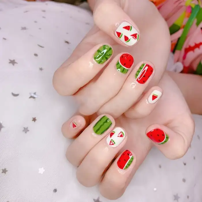 nail dưa hấu đơn giản tinh tế