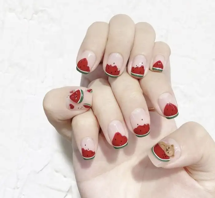 mẫu nail dưa hấu sảng khoái