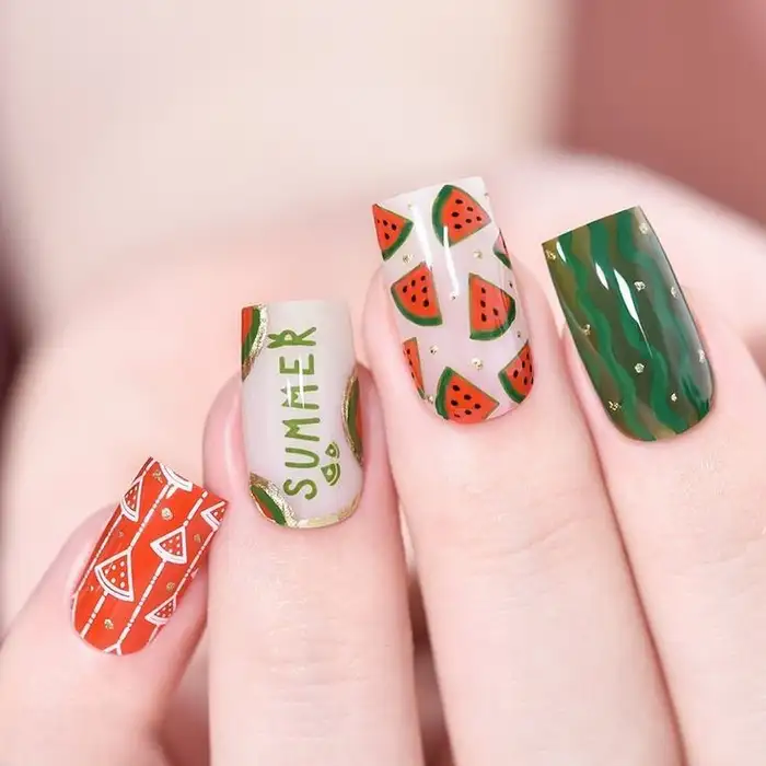 nail dưa hấu đẹp đáng yêu và dễ thương