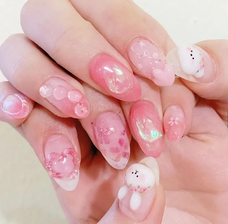 Mẫu nail gel nặn hình độc đáo 