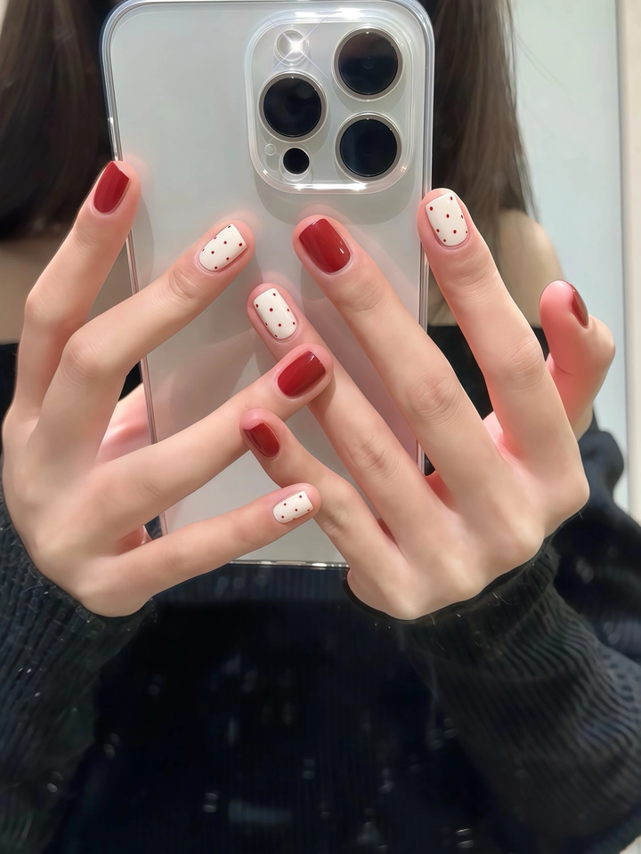 nail màu hồng trắng