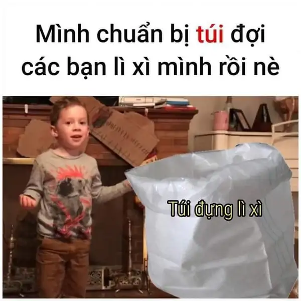 ảnh meme tết nhận lì xì