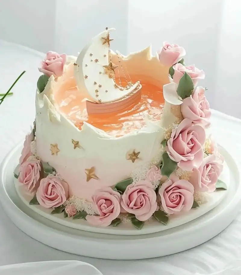 mẫu bánh sinh nhật độc lạ dòng sông màu hồng