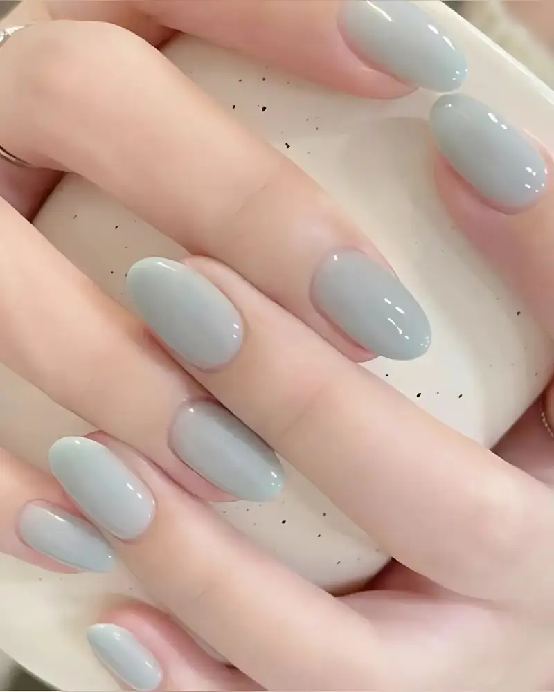 nail trơn xinh màu xanh pastel