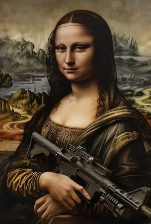 meme mona lisa cầm súng