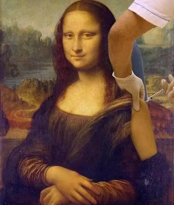 meme mona lisa đi tiêm