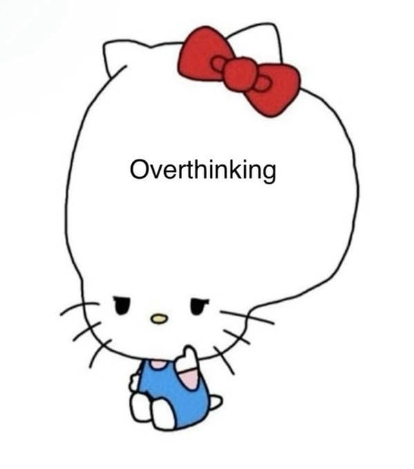 meme suy nghĩ nhiều hello kitty