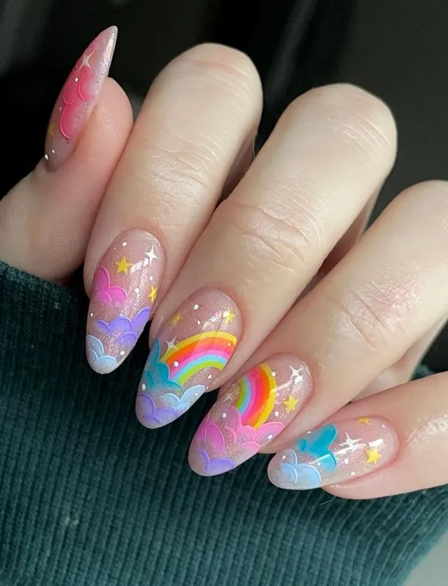 Mẫu nail cầu vồng đơn giản