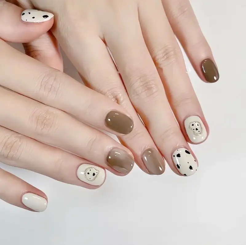 mẫu nail trứng cút đẹp phong cách Hàn Quốc