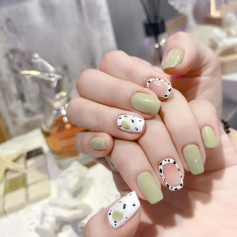 nail trứng cút đẹp màu xanh