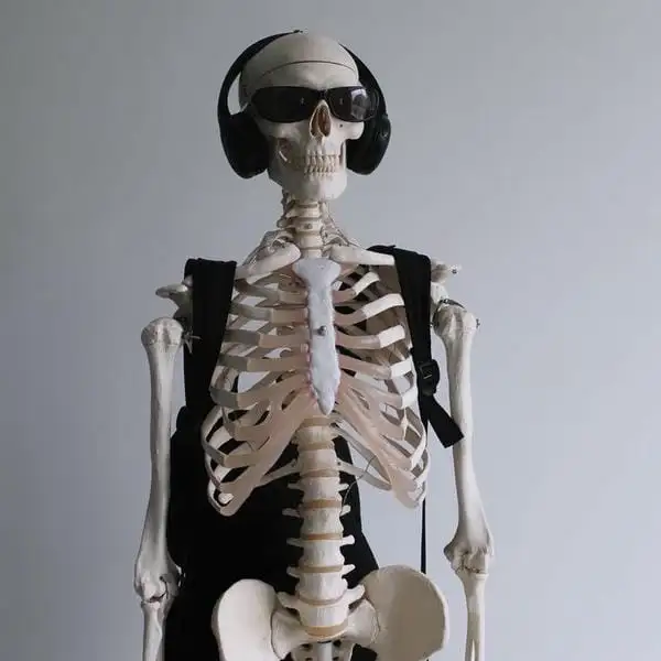 meme skeleton nghe nhạc