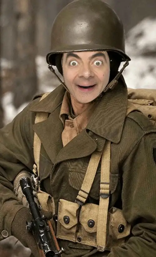 ảnh meme mr bean cầm súng