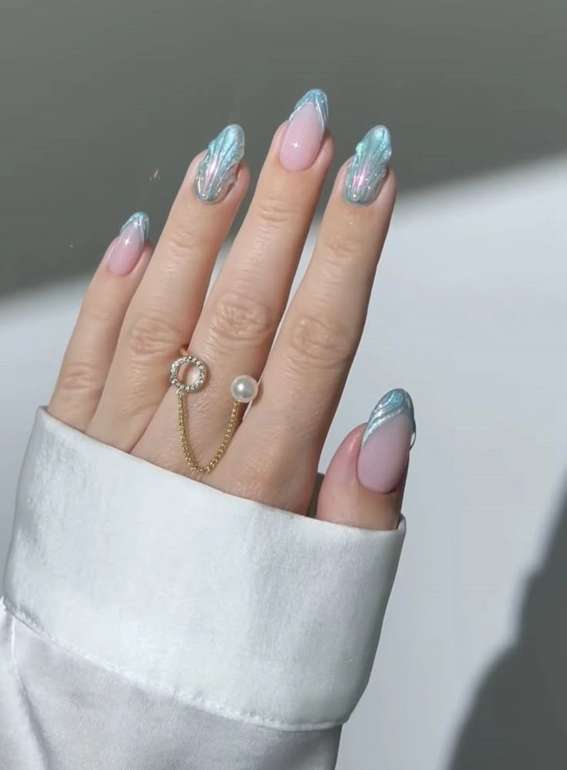 mẫu nail xanh dương xu hướng mới