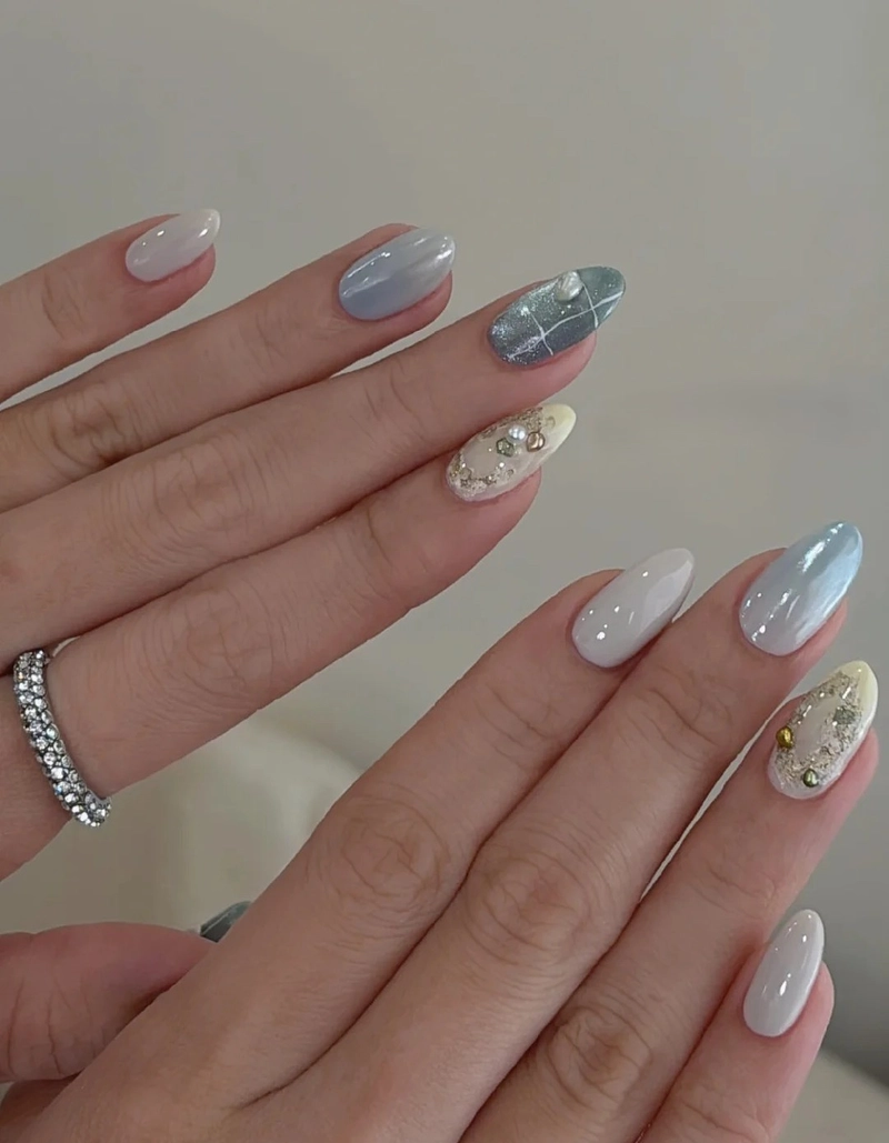 nail mắt mèo xanh dương huyền ảo