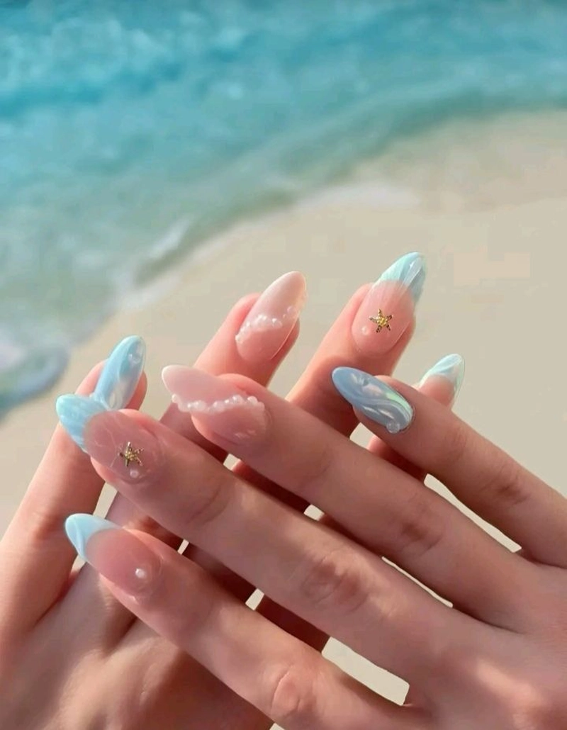 nail xanh dương cá tính