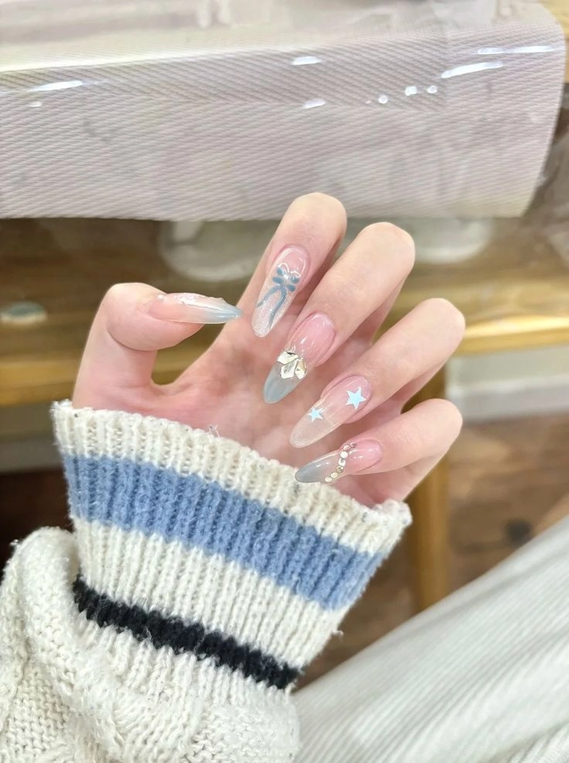 nail xanh dương cute dễ thương