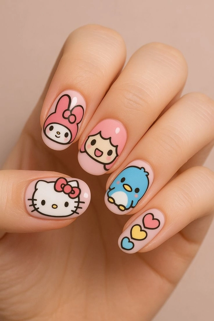 mẫu nail cho học sinh cấp 3 tone pastel 