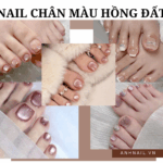 nail chân màu hồng đất