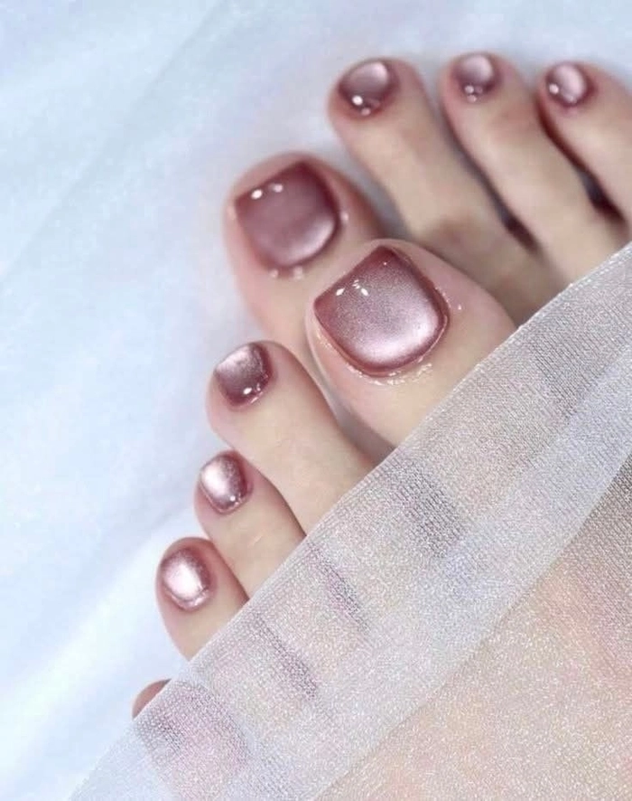 nail chân màu hồng đất tone lạnh 