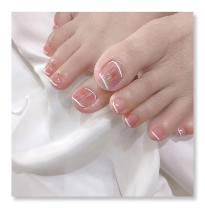 nail chân màu hồng đất Hàn Quốc 