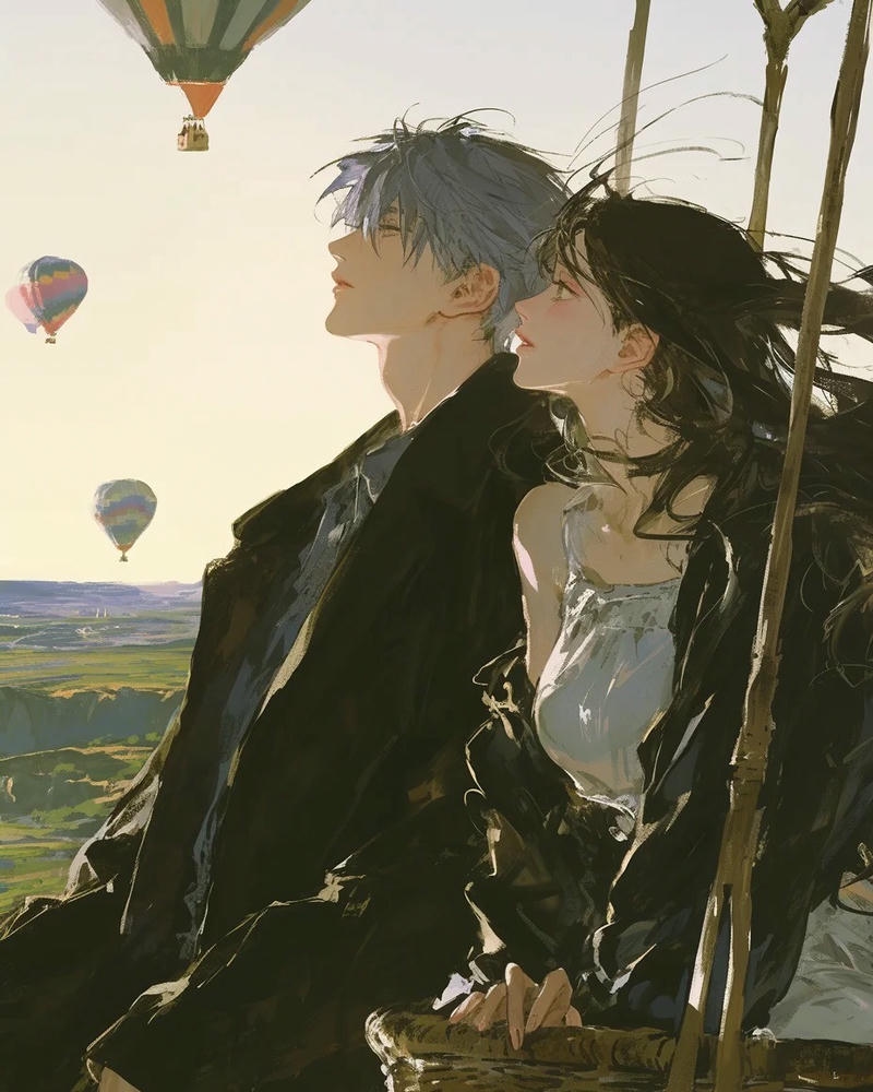 ảnh anime cặp đôi ngồi cạnh nhau