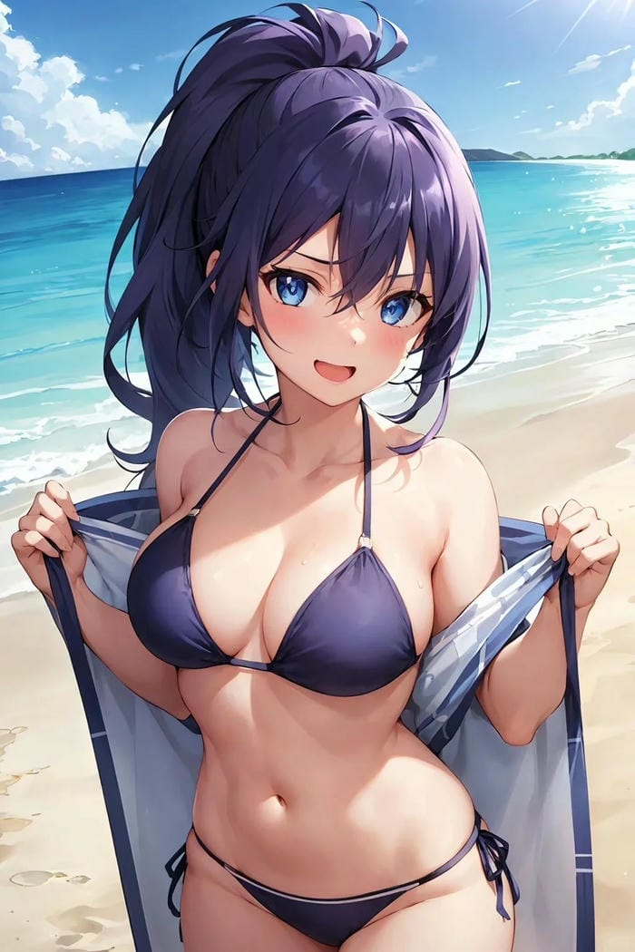 ảnh anime girl mặc bikini vui tươi