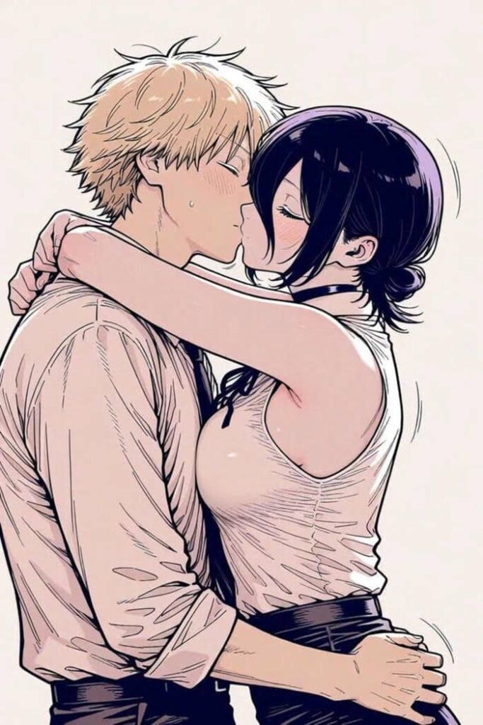 ảnh anime hôn nhau nền trắng