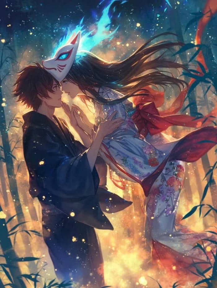 ảnh anime hôn nhau ngoài trời